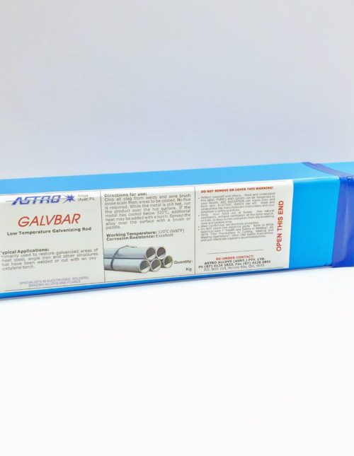 Astro GalvBar is a special alloy used to restore galvanised areas of sheets, angle iron, piping, handrails and other structures year round from rust corrosion.